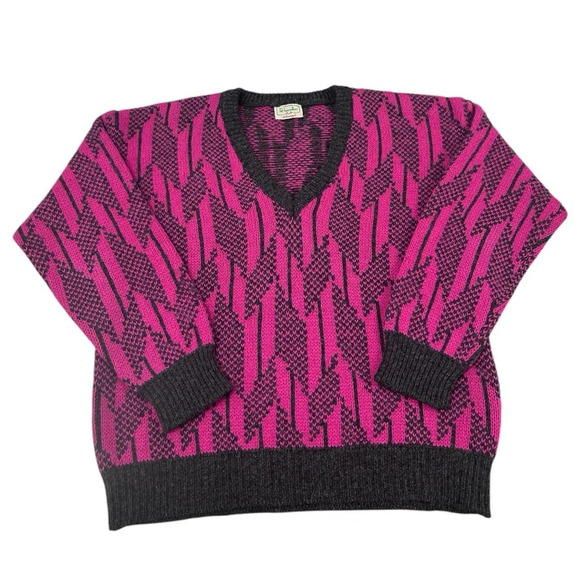Vintage 80s 90s Benetton Sweater Shetland Pure New Wool Barbiecore Retro - Picture 1 of 10